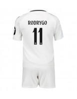 Real Madrid Rodrygo Goes #11 Hjemmedraktsett Barn 2024-25 Korte ermer (+ bukser)